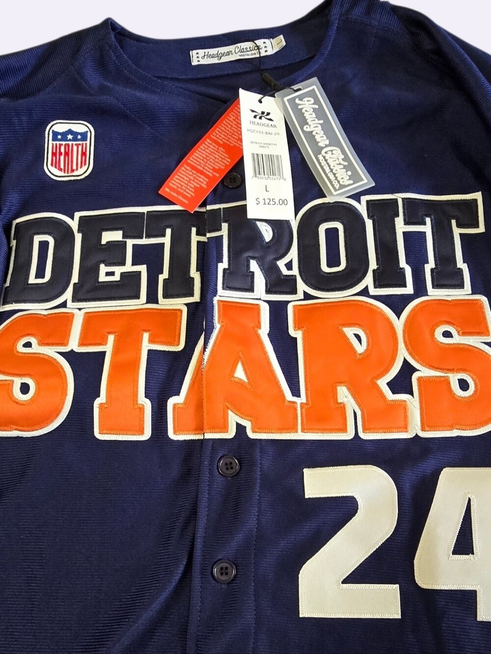 NWT Detroit Stars 24 Negro League Baseball Jersey  L Headgear Classics Large - Picture 3 of 10